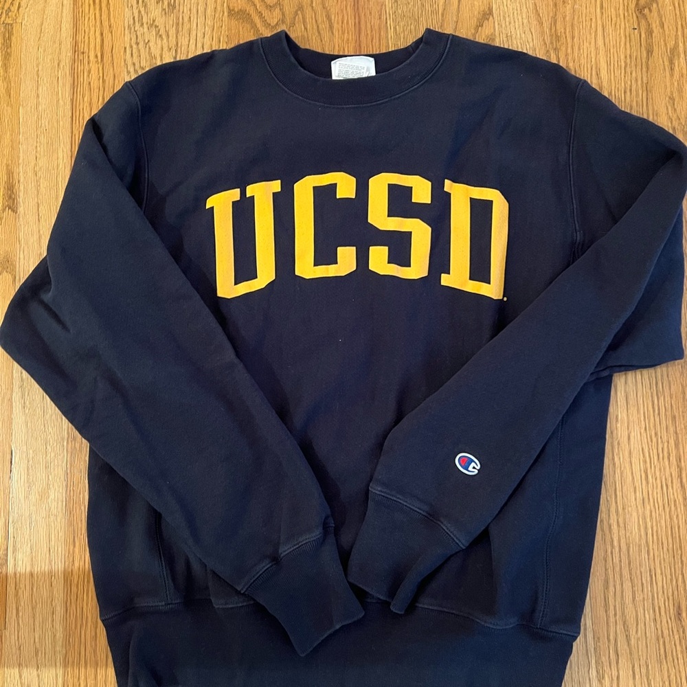 Champion Men's Navy Crewneck Sweater with UCSD Logo